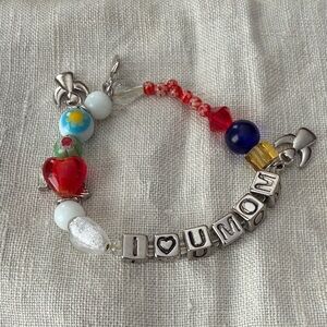 Colorful Beaded I Love You Mom Bracelet